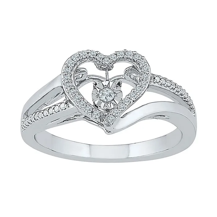 Rings 14k White Gold Round Diamond Heart Moving Twinkle Ring 110 Cttw gndatlanta Rings 14k White Gold Round Diamond Heart Moving Twinkle Ring 110 Cttw gndatlanta