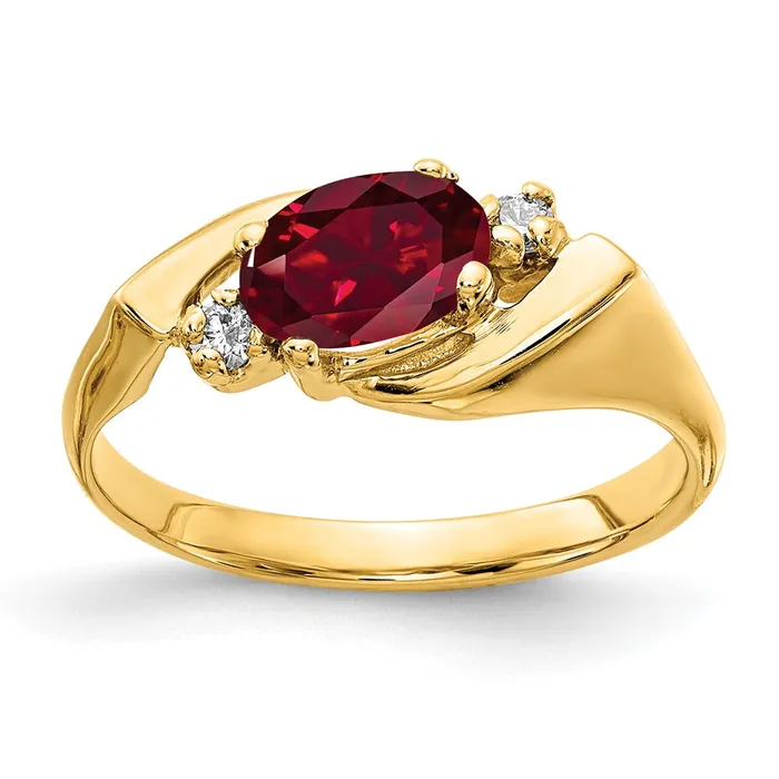 Rings 14K Yellow Gold 7x5mm Oval Created Ruby A Real Diamond ring Goldiacom Rings 14K Yellow Gold 7x5mm Oval Created Ruby A Real Diamond ring Goldiacom