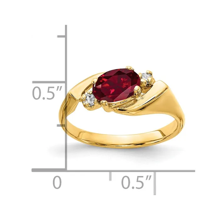 Rings 14K Yellow Gold 7x5mm Oval Created Ruby A Real Diamond ring Goldiacom
