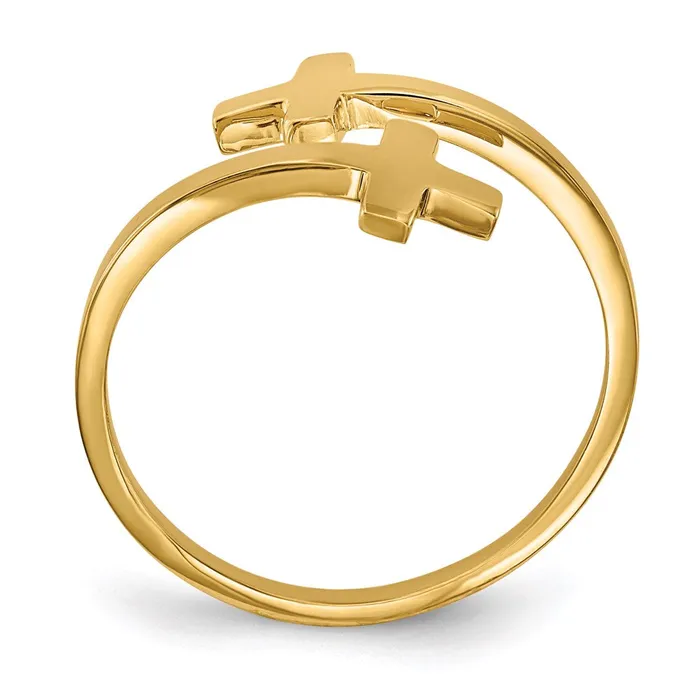 Rings 14K Yellow Gold Polished Double Cross Ring Goldia