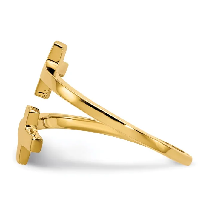 Rings 14K Yellow Gold Polished Double Cross Ring Goldia