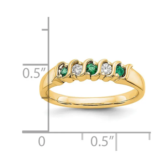 Rings 14k Yellow Gold Real Diamond wEmerald Band Goldia