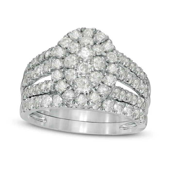 Rings 20 CT TW Composite Natural Diamond Double Oval Frame MultiRow Bridal Engagement Ring Set in Solid 10K White Gold Goldia Rings 20 CT TW Composite Natural Diamond Double Oval Frame MultiRow Bridal Engagement Ring Set in Solid 10K White Gold Goldia