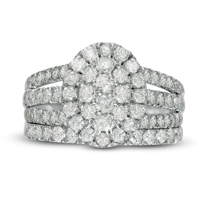 Rings 20 CT TW Composite Natural Diamond Double Oval Frame MultiRow Bridal Engagement Ring Set in Solid 10K White Gold Goldia Rings 20 CT TW Composite Natural Diamond Double Oval Frame MultiRow Bridal Engagement Ring Set in Solid 10K White Gold Goldia