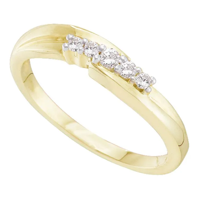 Rings gndatlanta 10k Yellow Gold Round Diamond 5Stone Band Ring 110 Cttw Rings gndatlanta 10k Yellow Gold Round Diamond 5Stone Band Ring 110 Cttw