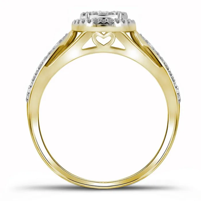 Rings gndatlanta 10k Yellow Gold Round Diamond Cluster Bridal Engagement Ring 14 Cttw