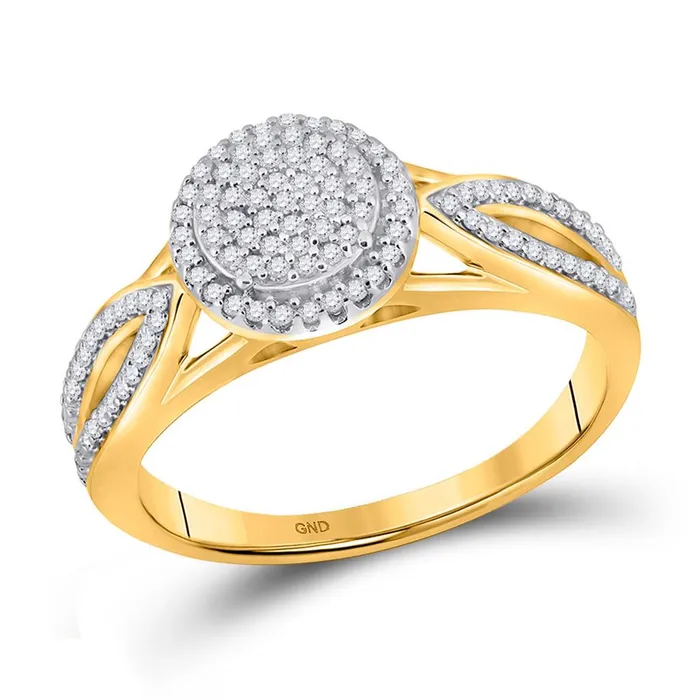 Rings gndatlanta 10k Yellow Gold Round Diamond Cluster Bridal Engagement Ring 14 Cttw