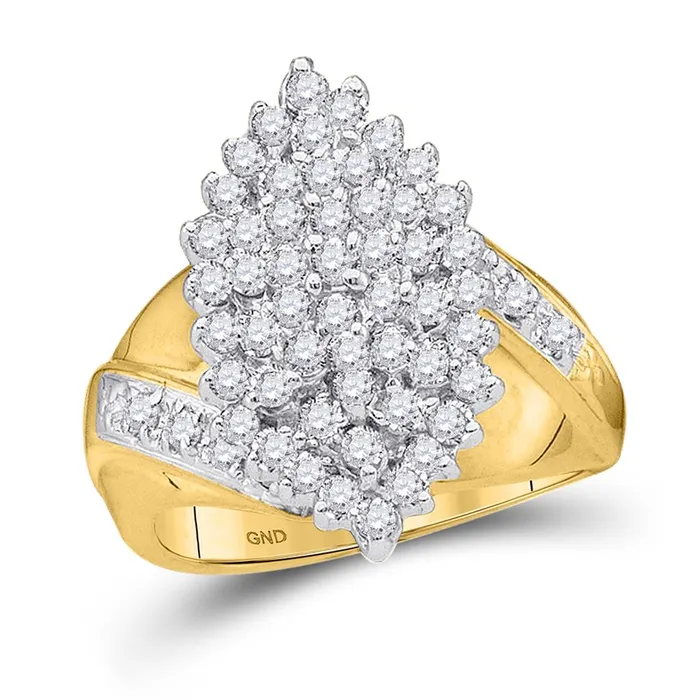 Rings gndatlanta 10k Yellow Gold Round Diamond Marquiseshape Cluster Ring 1 Cttw Rings gndatlanta 10k Yellow Gold Round Diamond Marquiseshape Cluster Ring 1 Cttw