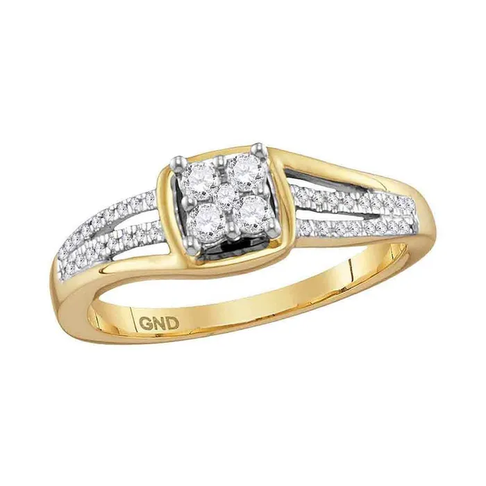 Rings gndatlanta 10k Yellow Gold Round Diamond Square Cluster Ring 14 Cttw Rings gndatlanta 10k Yellow Gold Round Diamond Square Cluster Ring 14 Cttw