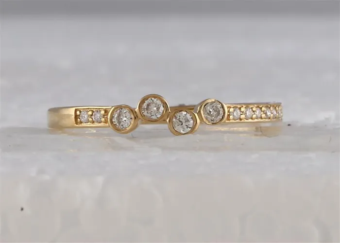 Rings gndatlanta 10k Yellow Gold Round Diamond Stackable Band Ring 15 Cttw