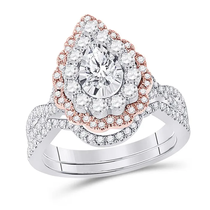 Rings gndatlanta 14k Twotone Gold Pear Diamond Bridal Wedding Ring Set 113 Cttw Certified Rings gndatlanta 14k Twotone Gold Pear Diamond Bridal Wedding Ring Set 113 Cttw Certified