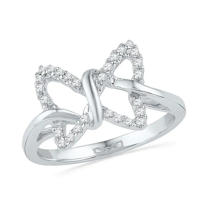 Rings gndatlanta 14k White Gold Diamond Butterfly Bug Dailywear Righthand Ring 16 Cttw Rings gndatlanta 14k White Gold Diamond Butterfly Bug Dailywear Righthand Ring 16 Cttw