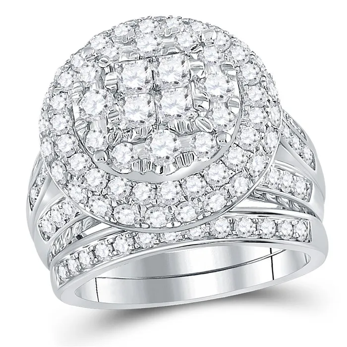 Rings gndatlanta 14k White Gold Princess Diamond Bridal Wedding Ring Set 3 Cttw Rings gndatlanta 14k White Gold Princess Diamond Bridal Wedding Ring Set 3 Cttw