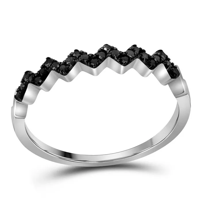 Rings gndatlanta 14k White Gold Round Black Diamond Chevron Band Ring 16 Cttw Rings gndatlanta 14k White Gold Round Black Diamond Chevron Band Ring 16 Cttw
