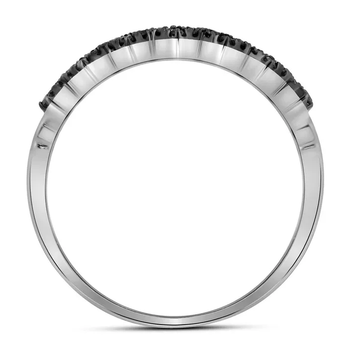 Rings gndatlanta 14k White Gold Round Black Diamond Chevron Band Ring 16 Cttw