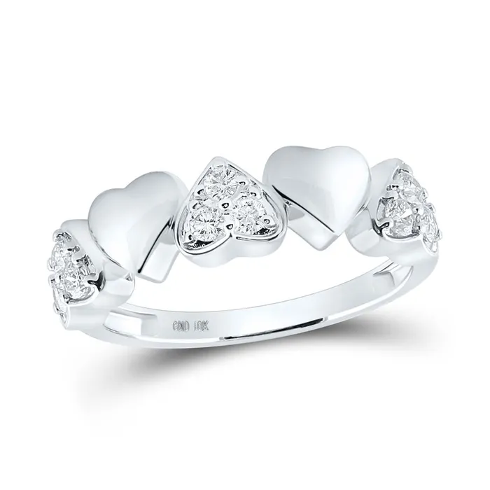 Rings gndatlanta 14k White Gold Round Diamond Heart Ring 13 Cttw