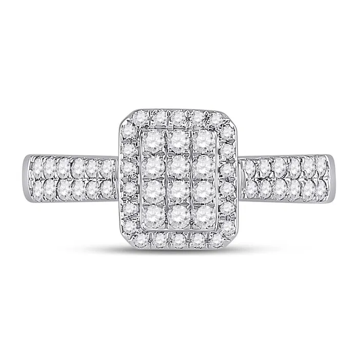Rings gndatlanta 14k White Gold Round Diamond Rectangle Cluster Ring 12 Cttw Rings gndatlanta 14k White Gold Round Diamond Rectangle Cluster Ring 12 Cttw