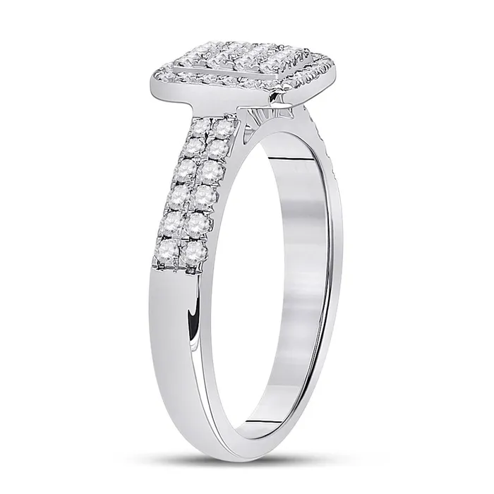 Rings gndatlanta 14k White Gold Round Diamond Rectangle Cluster Ring 12 Cttw