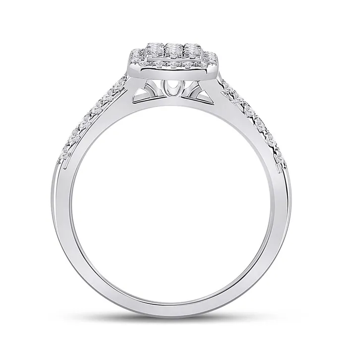 Rings gndatlanta 14k White Gold Round Diamond Rectangle Cluster Ring 12 Cttw