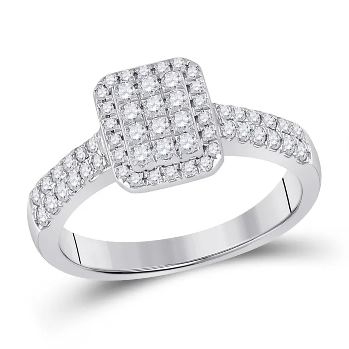 Rings gndatlanta 14k White Gold Round Diamond Rectangle Cluster Ring 12 Cttw