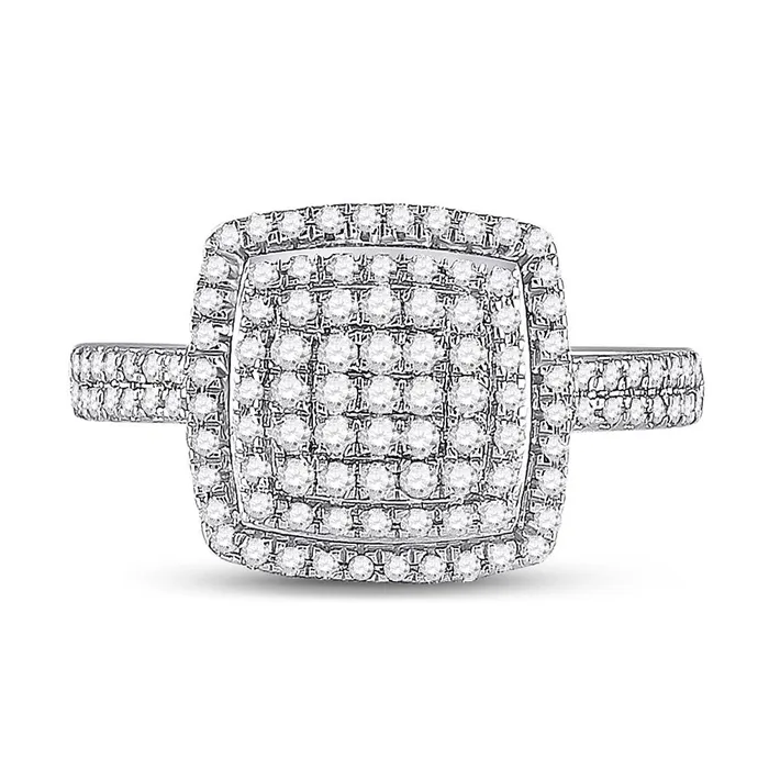 Rings gndatlanta 14k White Gold Round Diamond Square Cluster Ring 58 Cttw Rings gndatlanta 14k White Gold Round Diamond Square Cluster Ring 58 Cttw