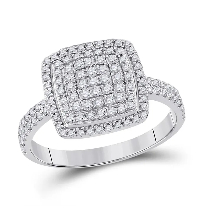 Rings gndatlanta 14k White Gold Round Diamond Square Cluster Ring 58 Cttw