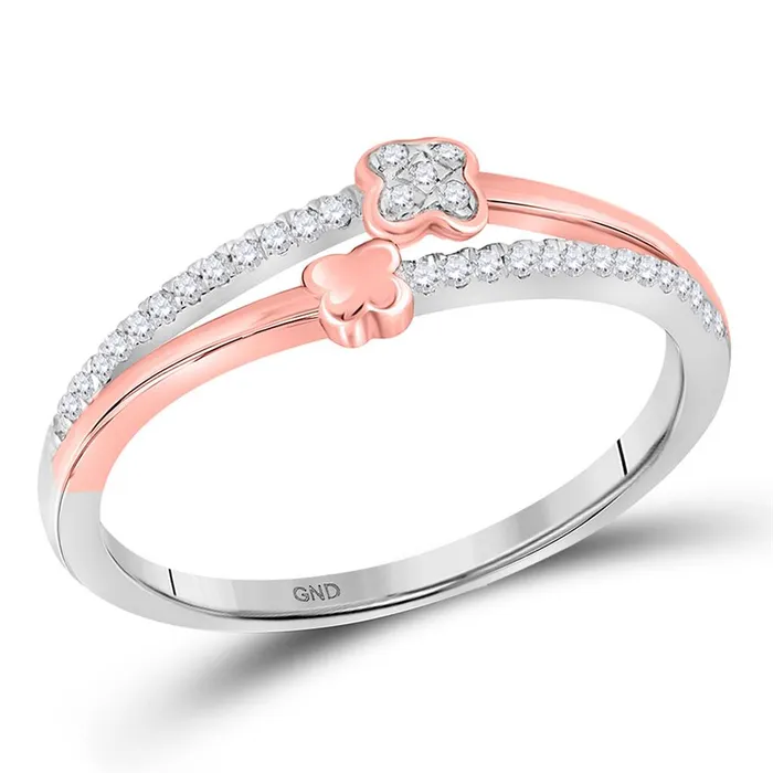 Rings gndatlanta 14k White Gold Round Diamond Two Row Quatrefoil Band Ring 110 Cttw Rings gndatlanta 14k White Gold Round Diamond Two Row Quatrefoil Band Ring 110 Cttw