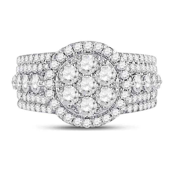 Rings gndatlanta 14k Yellow Gold Round Diamond Cluster Bridal Engagement Ring 2 Cttw