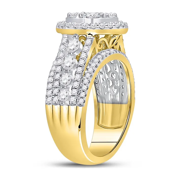 Rings gndatlanta 14k Yellow Gold Round Diamond Cluster Bridal Engagement Ring 2 Cttw