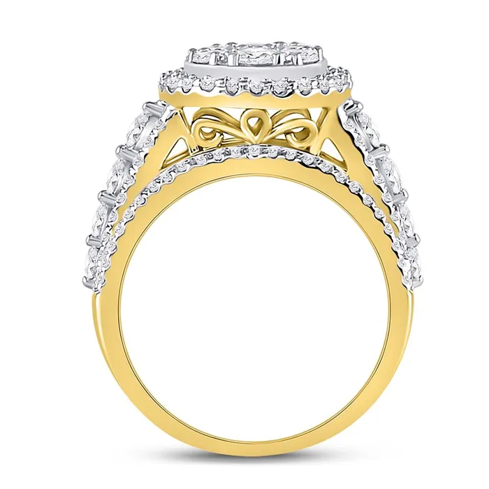Rings gndatlanta 14k Yellow Gold Round Diamond Cluster Bridal Engagement Ring 2 Cttw