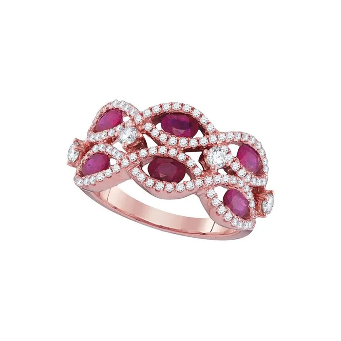 Rings gndatlanta 18k Rose Gold Oval Ruby Strand Fashion Ring 2 Cttw