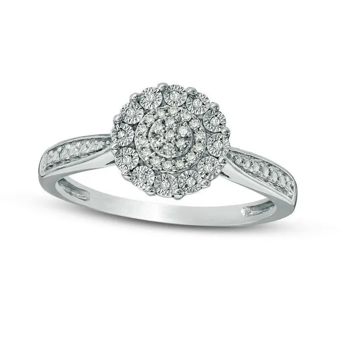 Rings Goldia 010 CT TW Composite Natural Diamond Double Frame Promise Ring in Sterling Silver Rings Goldia 010 CT TW Composite Natural Diamond Double Frame Promise Ring in Sterling Silver