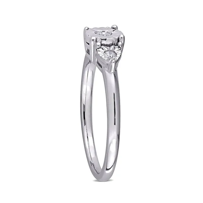 Rings Goldia 010 CT TW Natural Diamond Three Stone Heart Sides Promise Ring in Sterling Silver Rings Goldia 010 CT TW Natural Diamond Three Stone Heart Sides Promise Ring in Sterling Silver