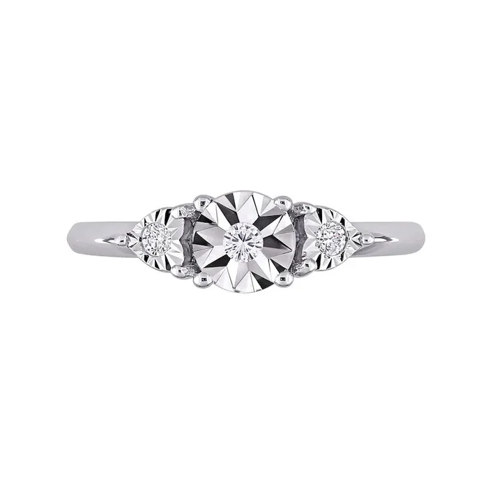 Rings Goldia 010 CT TW Natural Diamond Three Stone Heart Sides Promise Ring in Sterling Silver Rings Goldia 010 CT TW Natural Diamond Three Stone Heart Sides Promise Ring in Sterling Silver