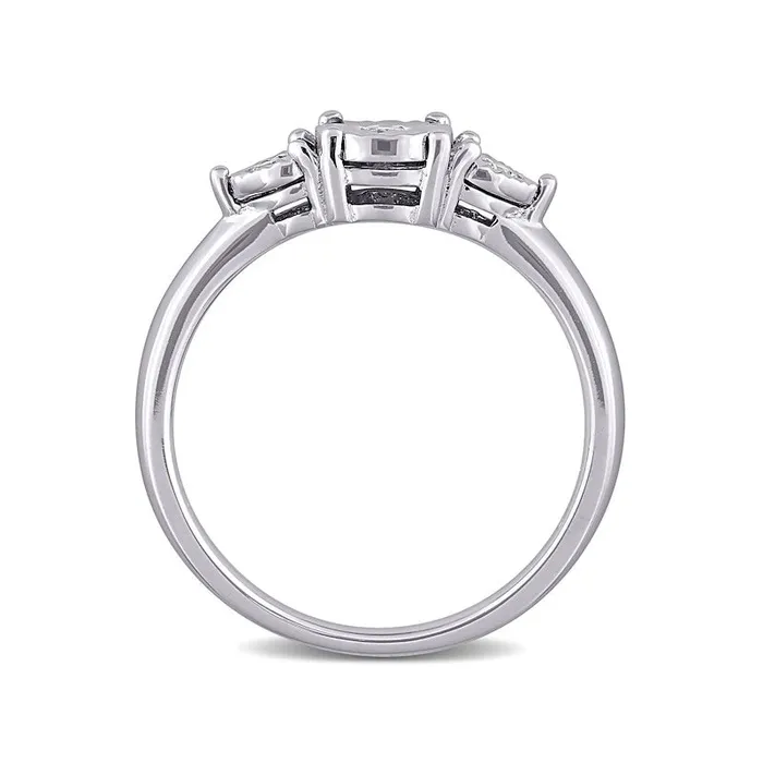 Rings Goldia 010 CT TW Natural Diamond Three Stone Heart Sides Promise Ring in Sterling Silver Rings Goldia 010 CT TW Natural Diamond Three Stone Heart Sides Promise Ring in Sterling Silver