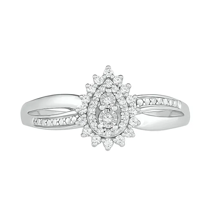 Rings Goldia 013 CT TW Composite Natural Diamond Teardrop Frame Sunburst Promise Ring in Sterling Silver Rings Goldia 013 CT TW Composite Natural Diamond Teardrop Frame Sunburst Promise Ring in Sterling Silver