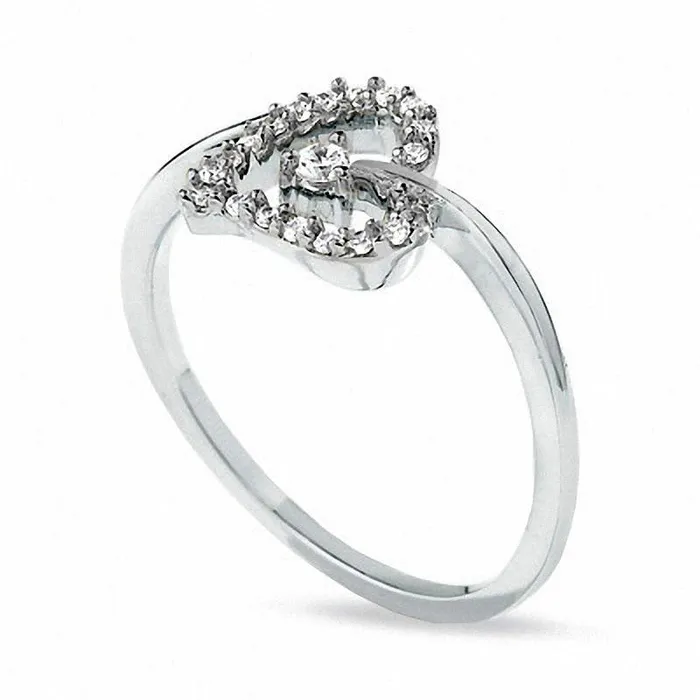 Rings Goldia 017 CT TW Natural Diamond Heart Ring in Solid 10K White Gold Rings Goldia 017 CT TW Natural Diamond Heart Ring in Solid 10K White Gold