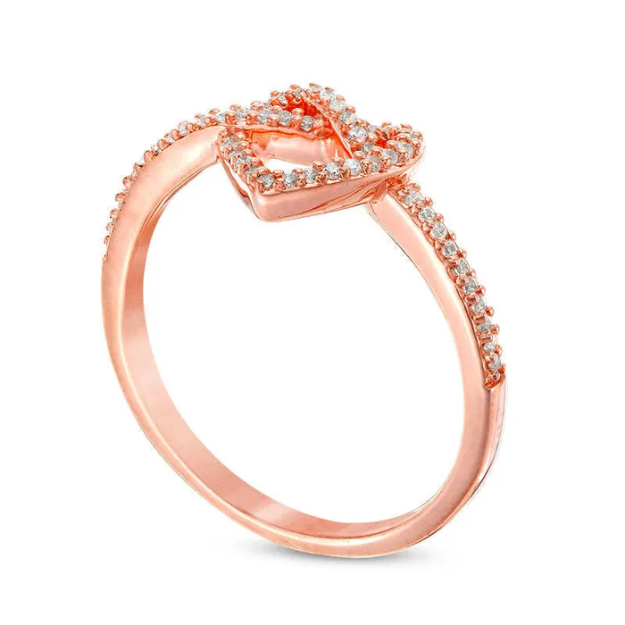 Rings Goldia 017 CT TW Natural Diamond Love Knot Heart Ring in Sterling Silver with Solid 14K Rose Gold Plate Rings Goldia 017 CT TW Natural Diamond Love Knot Heart Ring in Sterling Silver with Solid 14K Rose Gold Plate