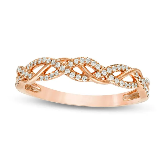 Rings Goldia 017 CT TW Natural Diamond Twist Anniversary Band in Solid 10K Rose Gold Rings Goldia 017 CT TW Natural Diamond Twist Anniversary Band in Solid 10K Rose Gold