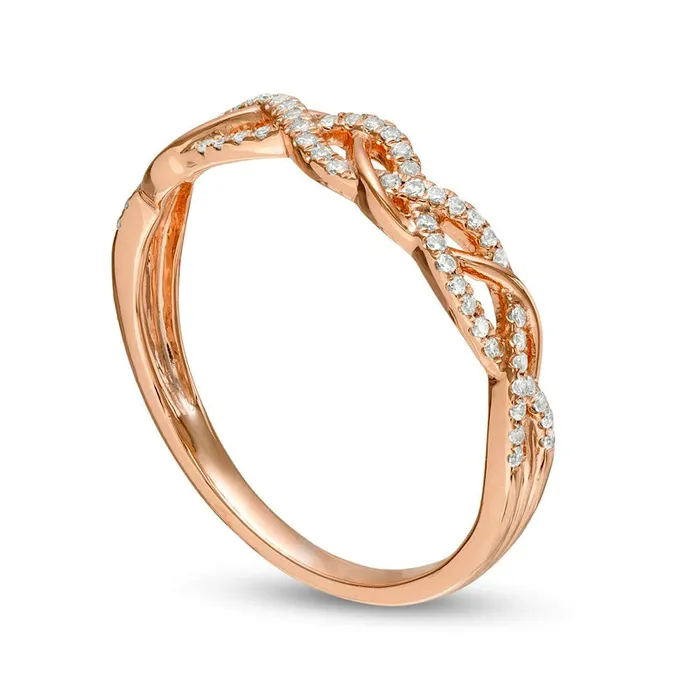 Rings Goldia 017 CT TW Natural Diamond Twist Anniversary Band in Solid 10K Rose Gold Rings Goldia 017 CT TW Natural Diamond Twist Anniversary Band in Solid 10K Rose Gold