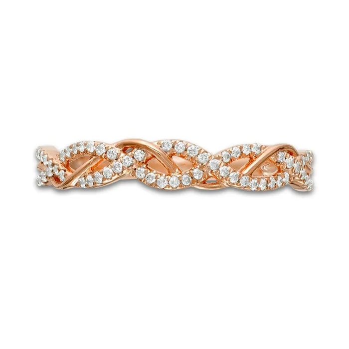 Rings Goldia 017 CT TW Natural Diamond Twist Anniversary Band in Solid 10K Rose Gold Rings Goldia 017 CT TW Natural Diamond Twist Anniversary Band in Solid 10K Rose Gold