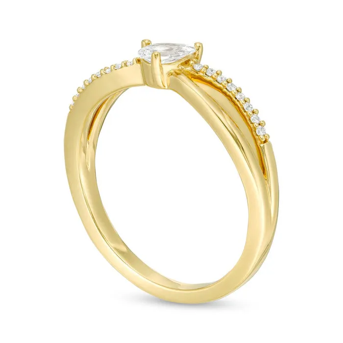 Rings Goldia 020 CT TW PearShaped Natural Diamond Crossover Promise Ring in Solid 10K Yellow Gold Rings Goldia 020 CT TW PearShaped Natural Diamond Crossover Promise Ring in Solid 10K Yellow Gold