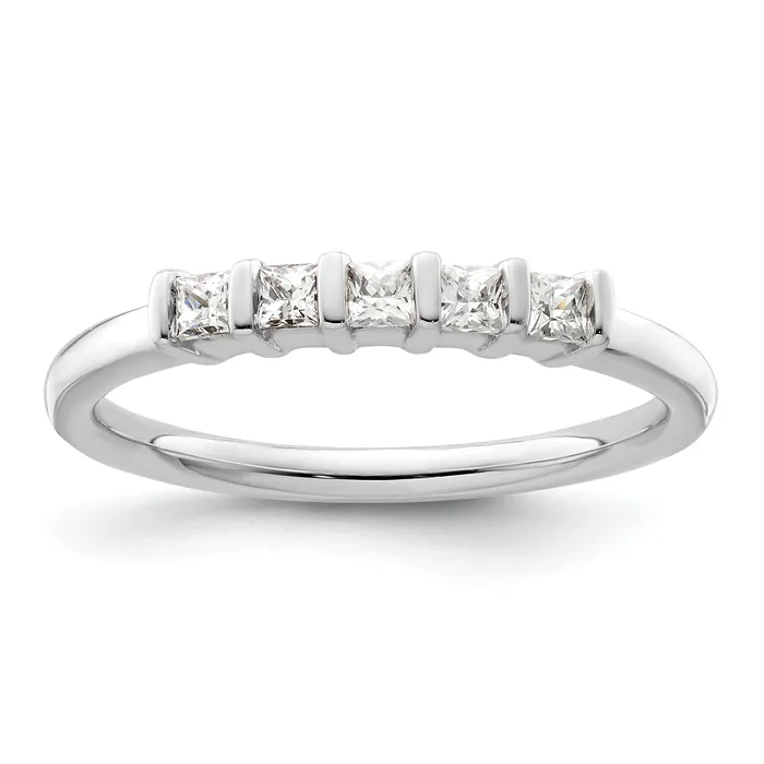 Rings Goldia 025ct CZ Solid Real 14K White Gold 5Stone Wedding Band Ring Rings Goldia 025ct CZ Solid Real 14K White Gold 5Stone Wedding Band Ring