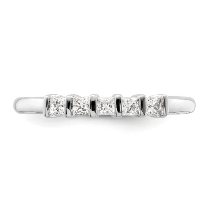 Rings Goldia 025ct CZ Solid Real 14K White Gold 5Stone Wedding Band Ring