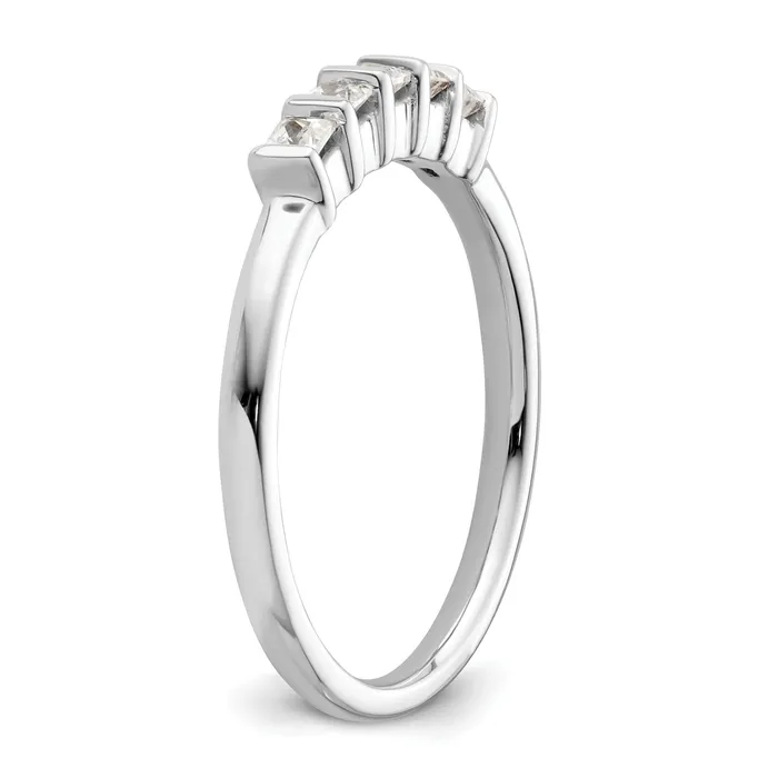Rings Goldia 025ct CZ Solid Real 14K White Gold 5Stone Wedding Band Ring