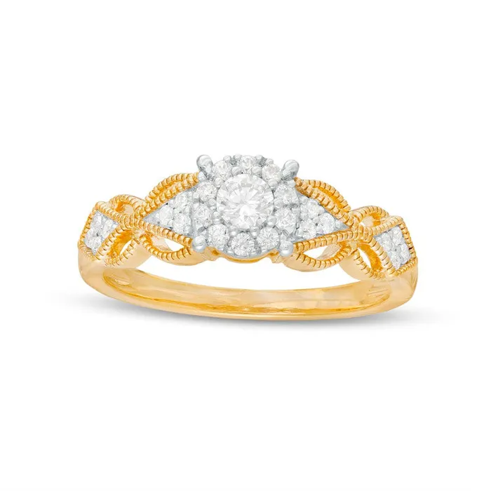Rings Goldia 033 CT TW Natural Diamond ButterflySides Antique VintageStyle Engagement Ring in Solid 10K Yellow Gold Rings Goldia 033 CT TW Natural Diamond ButterflySides Antique VintageStyle Engagement Ring in Solid 10K Yellow Gold