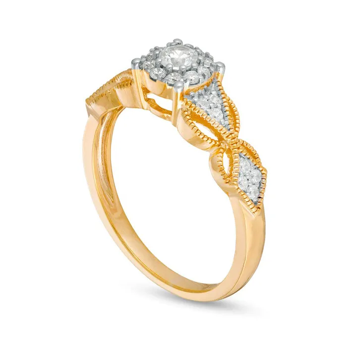 Rings Goldia 033 CT TW Natural Diamond ButterflySides Antique VintageStyle Engagement Ring in Solid 10K Yellow Gold Rings Goldia 033 CT TW Natural Diamond ButterflySides Antique VintageStyle Engagement Ring in Solid 10K Yellow Gold