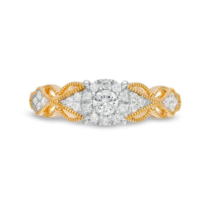 Rings Goldia 033 CT TW Natural Diamond ButterflySides Antique VintageStyle Engagement Ring in Solid 10K Yellow Gold Rings Goldia 033 CT TW Natural Diamond ButterflySides Antique VintageStyle Engagement Ring in Solid 10K Yellow Gold