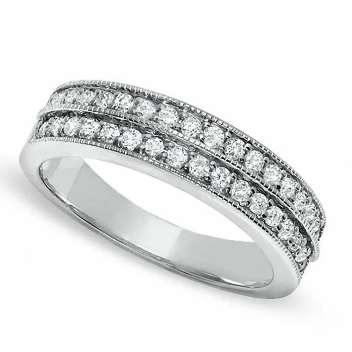 Rings Goldia 033 CT TW Natural Diamond Double Row Anniversary Band in Solid 10K White Gold Rings Goldia 033 CT TW Natural Diamond Double Row Anniversary Band in Solid 10K White Gold