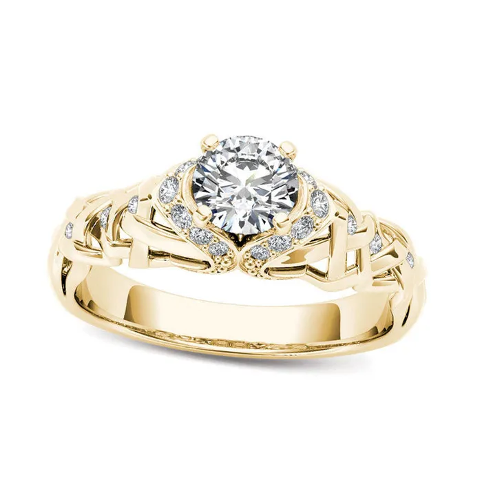 Rings Goldia 050 CT TW Natural Diamond Lattice Engagement Ring in Solid 14K Gold Rings Goldia 050 CT TW Natural Diamond Lattice Engagement Ring in Solid 14K Gold